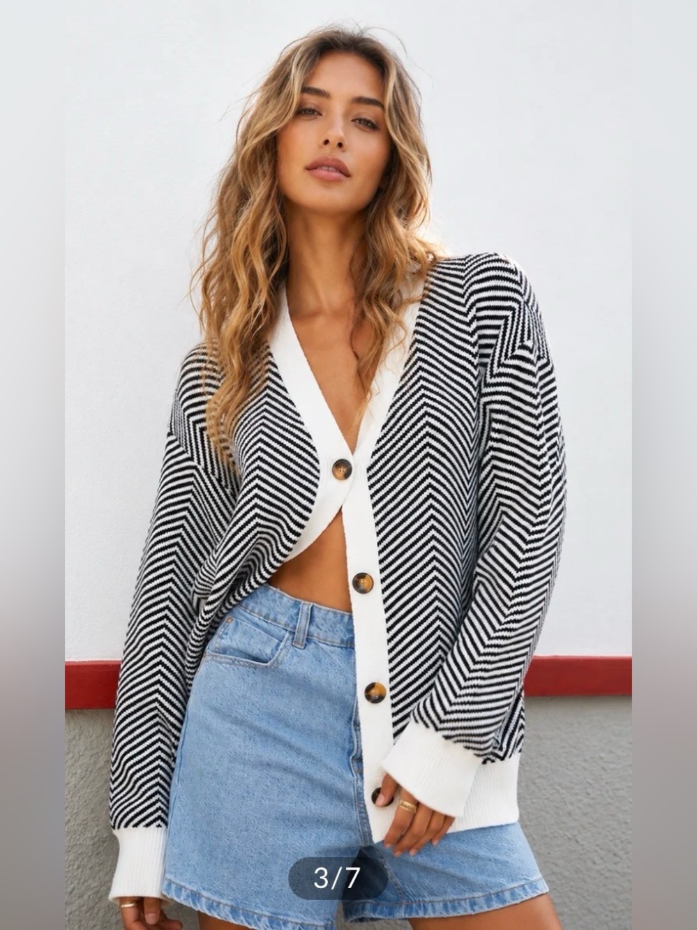 Commense Oversized Herringbone Cardigan
